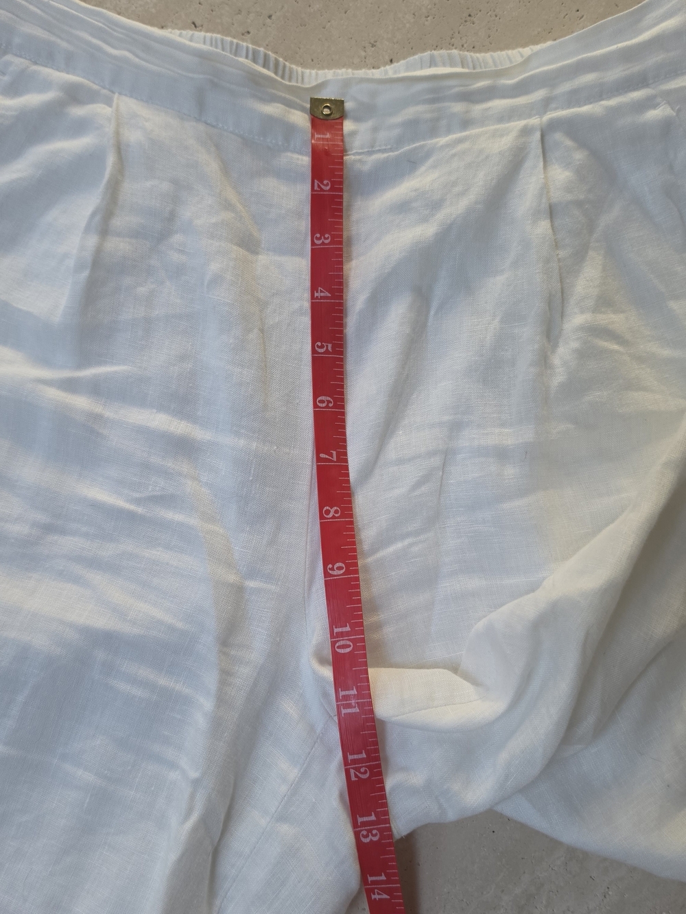 Elie Tahari White Linen Crop Pants Wide Leg Lace Trim Resort Coastal Size M - Picture 4 of 6